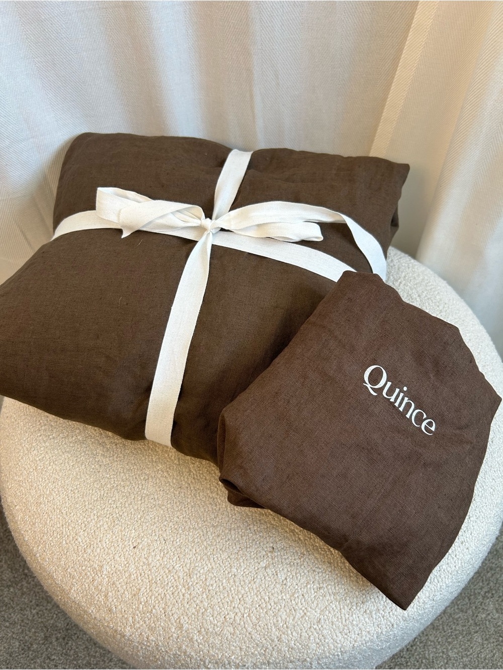 Quince European Linen Fitted Sheet Espresso Full